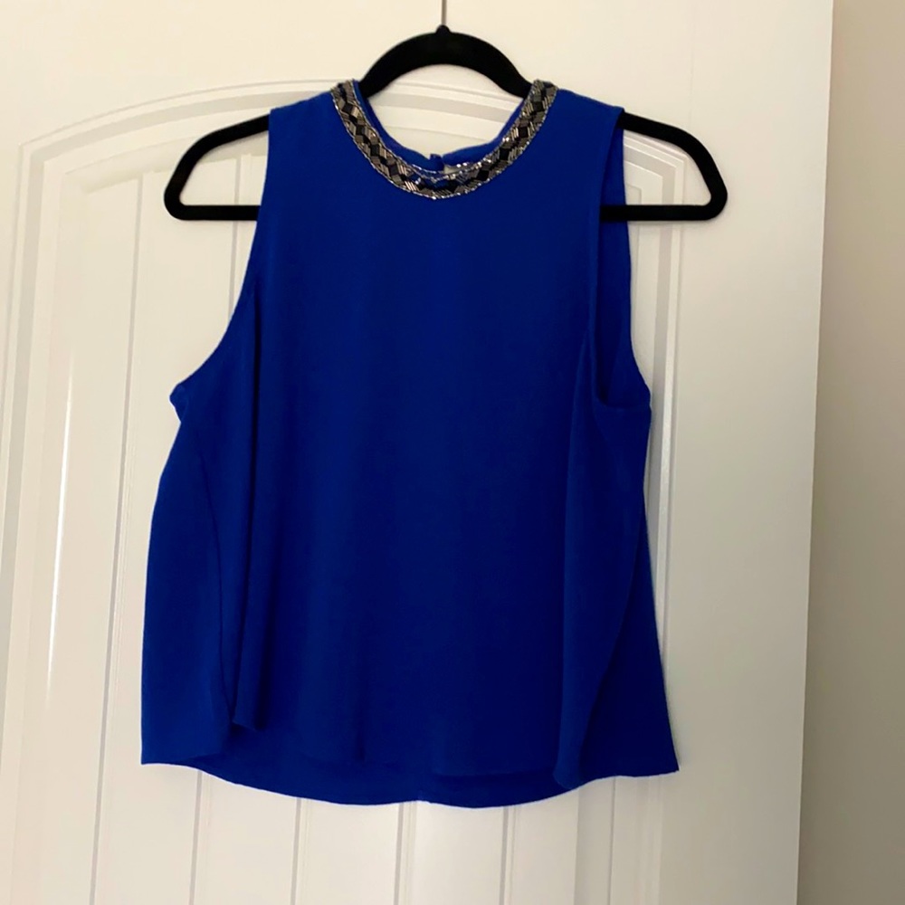 Blue High Collar Tank